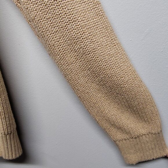 Express Knit Sweater Women Size L Tan V-Neck Grandpacore Preppy Winter Casual - Picture 3 of 7